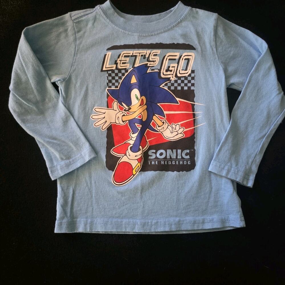 Sonic Kids Shirt 4T Blue Long Sleeve Cotton